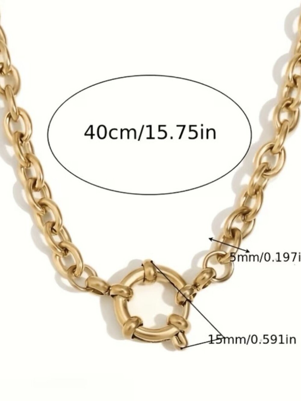 18K Gold Plated Stainless Steel Chunky Chain Necklace Charm Holder Clasp - Picture 7 of 7